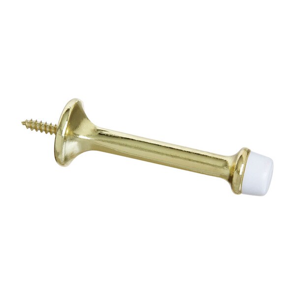 National Hardware 3.55 in. L Zinc w/Rubber Tip Brass Gold Rigid Door Stop Mounts to wall 0.99 in. N199-372 - main